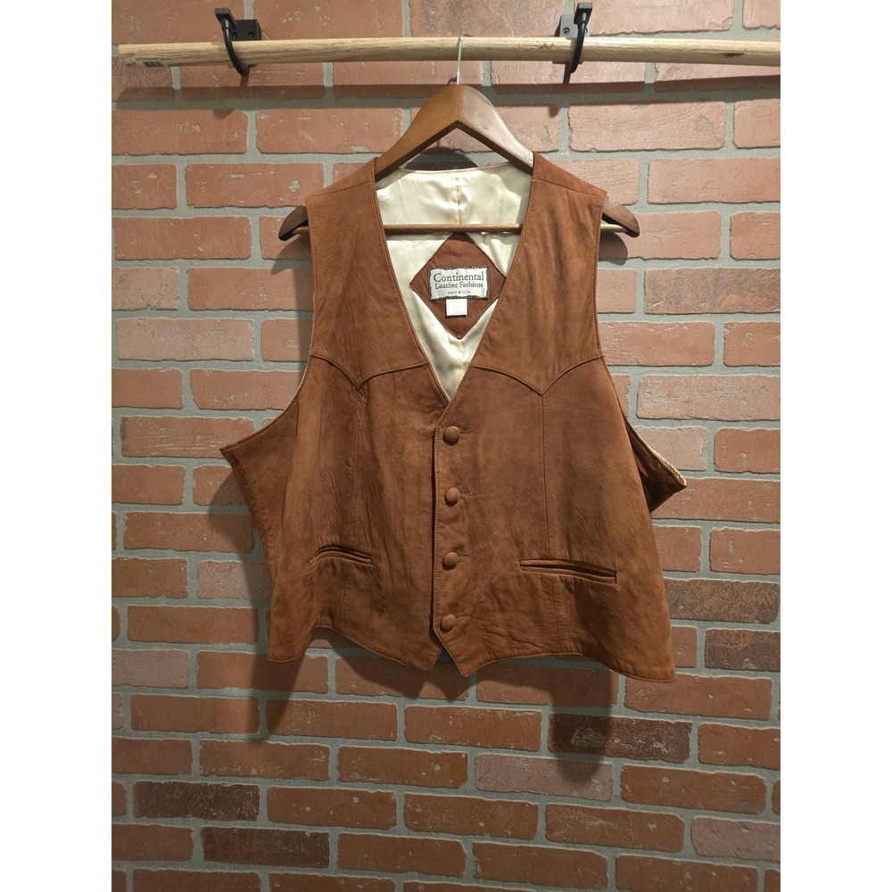 Continental Leather Fashions Vest Size 50  Made In The‎ USA Leather Lamb Sku 82